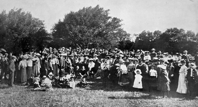 The political picnic at Ellesmere: some of those present. In the centre of the front row are the guests.