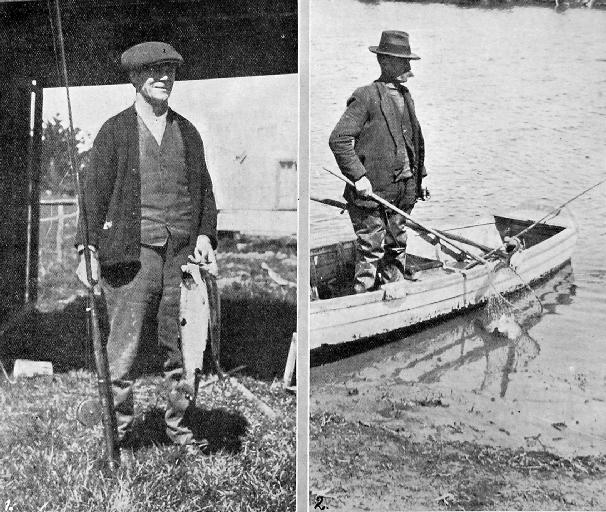 (1)A successful angler with a couple of 6 ½ pounders. (2) A morning’s catch.