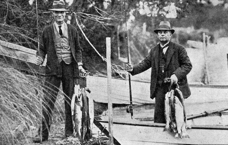 Mr A. W. Sparrow and Mr O. von Sierakowski and their fish [1924]