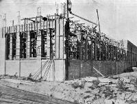 The extension of the power-house at Lake Coleridge: a view showing the progress of the new building.