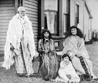 The late Hon. H. K. Taiaroa, M.L.C., with his wife and two of his children.