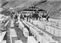 Concrete blocks for the tunnels.