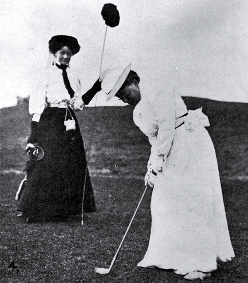 Miss Campbell on the Shirley Links when taking part in the Christchurch Golf Club's Easter Tournament 