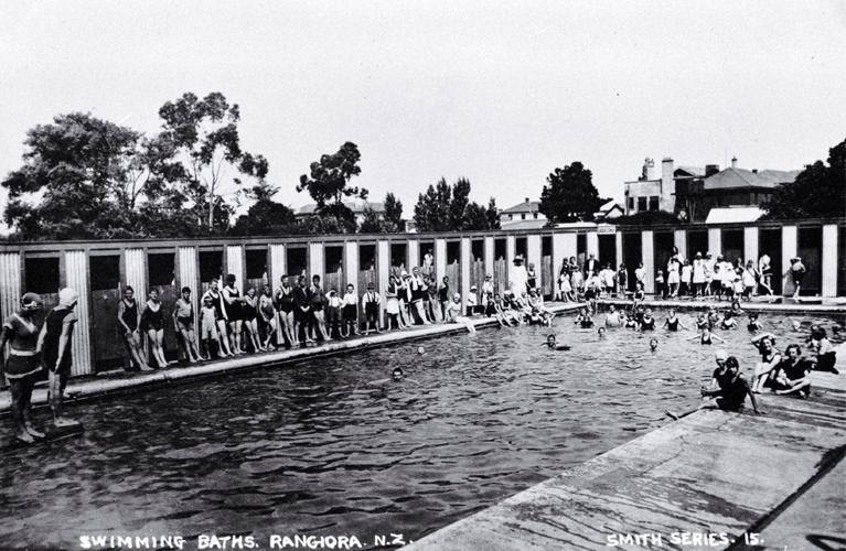 A busy day for the Rangiora swimming baths 