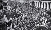 The march of the 16th Infantry to reinforce the ANZACS through Manchester Street to Railway Station, Christchurch 