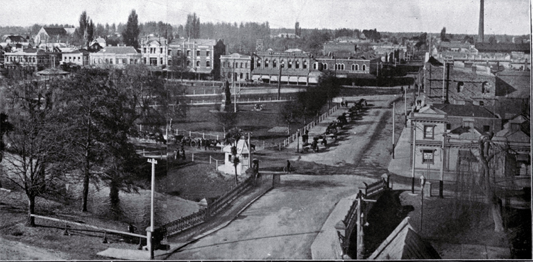 Victoria Square, Christchurch, 1910 : a panorama looking towards the north-east.
