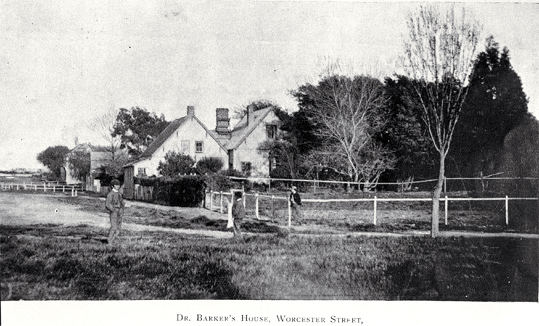 The house of Dr Alfred Charles Barker (1819-73), Worcester Street, Christchurch 