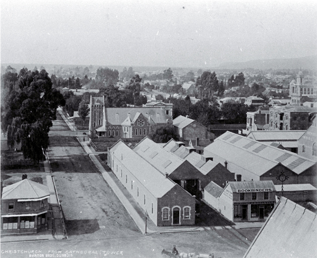 View of Christchurch to the east, along Worcester Street from the Cathedral Tower 