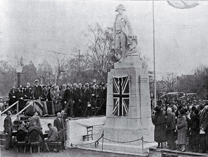 Unveiling of the Captain Cook statue in Victoria Square by the Governor-General 