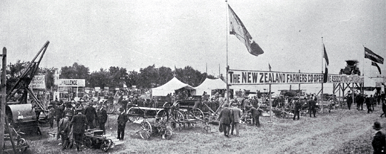The comprehensive display of the New Zealand Farmers' Co-operative Association at the Canterbury Metropolitan Show The comprehensive display of the New Zealand Farmers' Co-operative Association at the Canterbury Metropolitan Show
