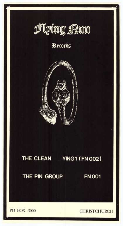 Flying Nun Records: The Clean, Ying1 (FN002), The Pin Group. FN 001CL-Ephemera-Music-Rock-1980s-Poster0017