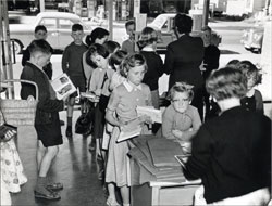 Children queuing up at the counter in 1958.