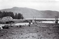 Tekapo suspension bridge, which was opened 7 Sept. 1880, before Lake Tekapo was developed as a power source. 
