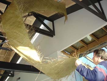 Installation of the whariki at Parklands Library
