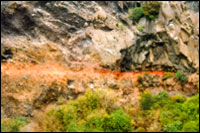 The characteristic red rock of Raekura