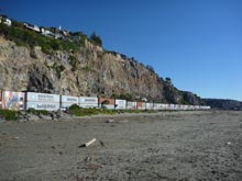 Damaged cliffs, Sumner, photo by Tarlin Stirling, March 2013