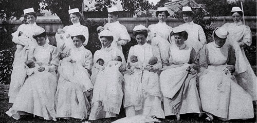 A group of St. Helen's nurses with their charges [ca. 1910]