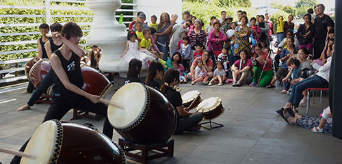 Takumi Japanese drummers - Chinese Lunar New Year festivities at Upper Riccarton Library, Flickr P1040930.JPG