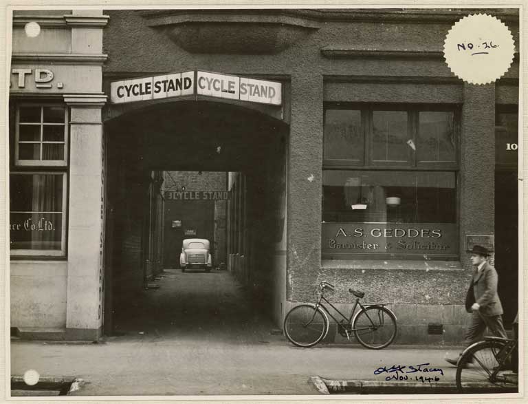 Image of No. 26. Photograph showing other right-of-way serving the Wentworth, Hereford Street. 1946