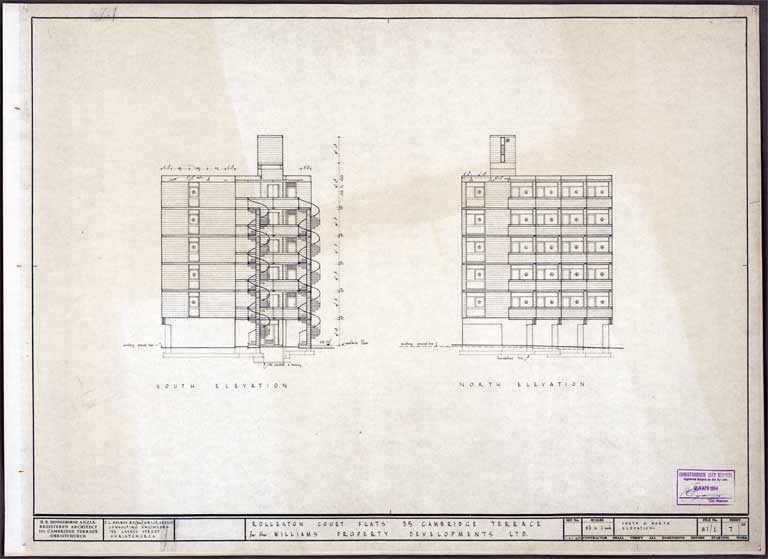 South and North Elevation of Rolleston Court Flats 24 April 1964 Image 1 of 3