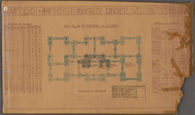 St Elmo Courts Design & Apartments in Reinforced Concrete West End Christchurch. Typical Floor Detail and First Floor Detail 25 September 1929 Image 16 of 28