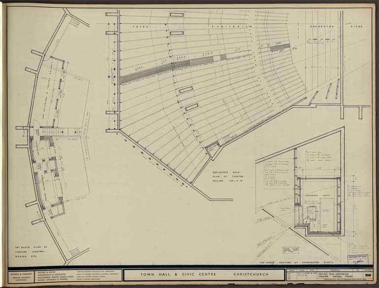 Town Hall & Civic Centre. Ceiling Plan Auditorium Theatre Control Rooms 29 August 1968 Image 3 of 12