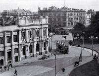 Cathedral Square, Christchurch, showing Dalgety's building and the United Service Hotel 