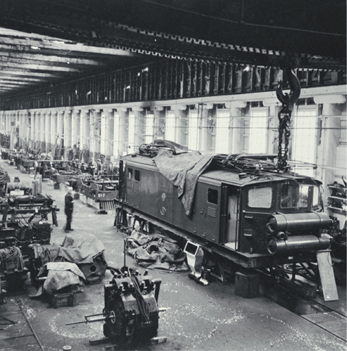Christchurch to Lyttelton suburban Ec electric locomotive undergoing maintenance in the Addington Workshops