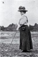 Mrs Stead preparing her shot when competing in the Christchurch Club's Easter Tournament held on the Shirley Links 