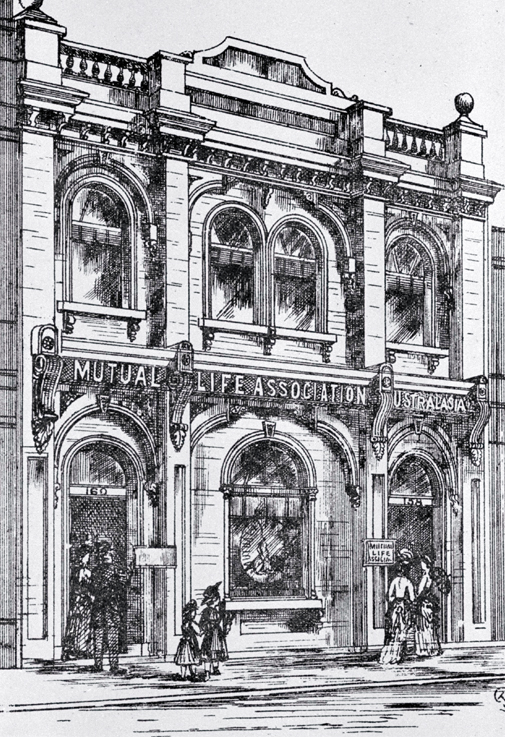 The offices of the Mutual Life Association of Australasia, Hereford Street, Christchurch 