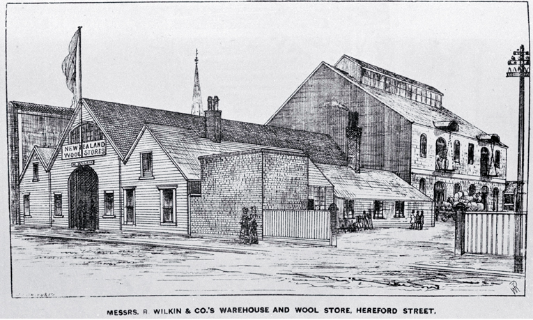 Messrs R. Wilkin & Company's warehouse & wool store, Hereford Street, Christchurch 