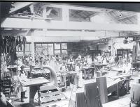 Sash and door factory with workers 