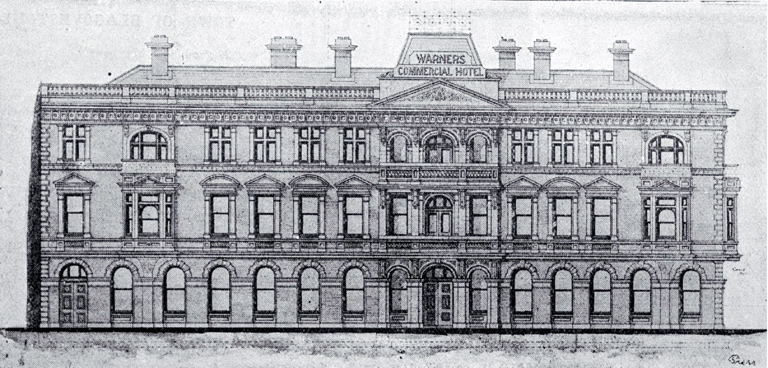 City improvements, Christchurch : Warner's Commercial Hotel, Cathedral Square.