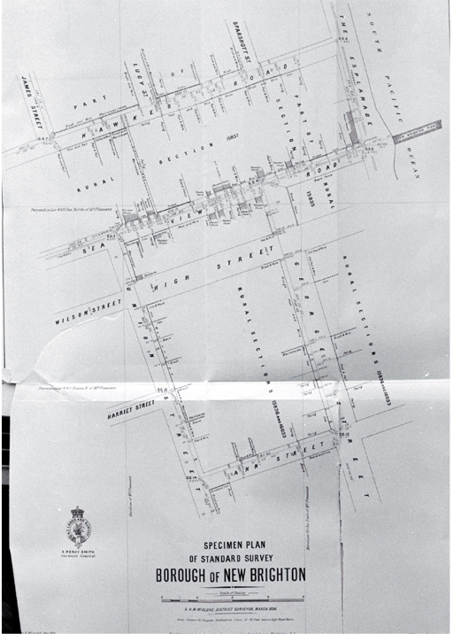 Specimen plan of standard survey, Borough of New Brighton by District Sureyor, G. H. McClure 