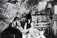 Interior of a cave hut at Taylor's Mistake, Christchurch, used by young men on weekend summer trips 