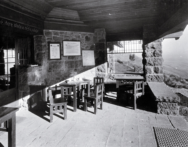 Serenity & shadow : the verandah of the Sign of the Kiwi, Port Hills, Christchurch.