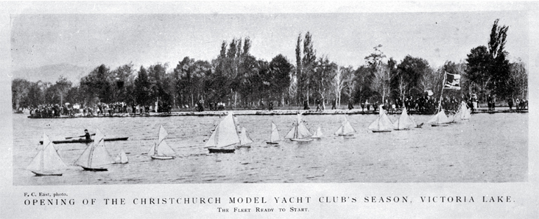 Opening of the Christchurch Model Yacht Club's season, Victoria Lake, Hagley Park, Christchurch 