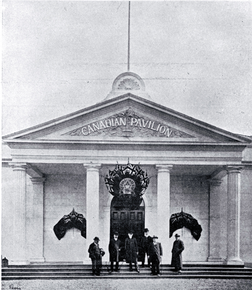 New Zealand International Exhibition : the front of the Canadian Pavilion.