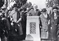 The unveiling of the Bricks memorial, Barbadoes Street, Christchurch 