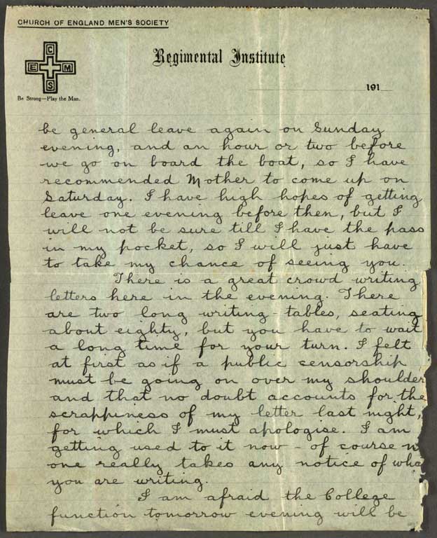 [Letter to Hazel] 18 August 1914