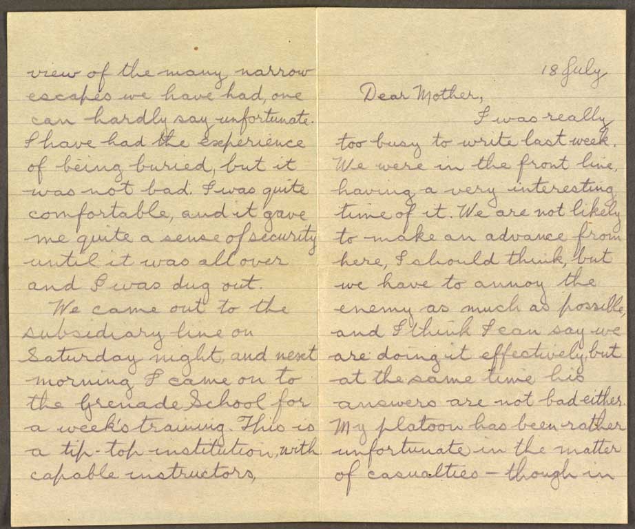 [Letter to Cecil's mother] 18 July [1916]