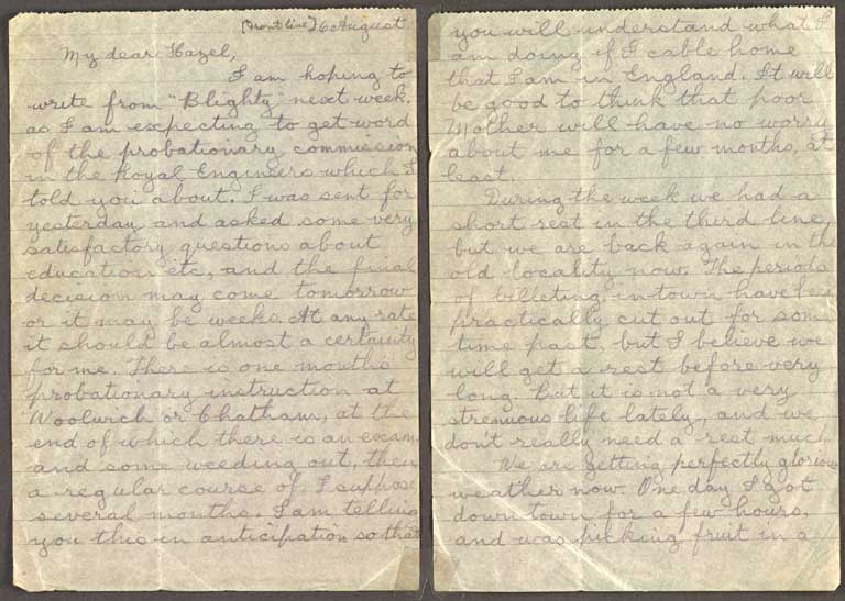 [Letter to Hazel] 6 August [1916]