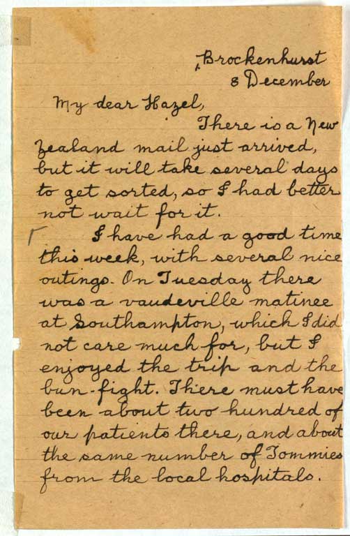 [Letter to Hazel] 8 December [1916]