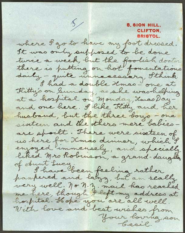 [Letter to Cecil's mother] 27 December [1916]