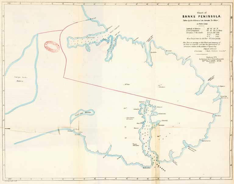 Chart of Banks’ Peninsula. 1850 