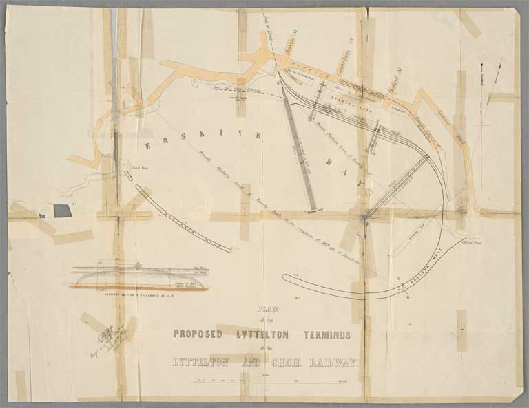 Plan of the proposed Lyttelton terminus of the Lyttelton and Christchurch railway 1864 