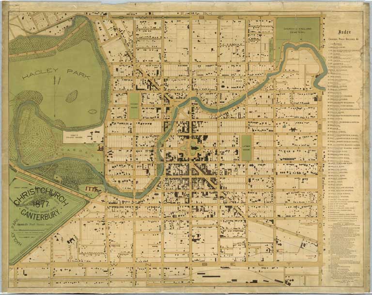 Christchurch, Canterbury compiled from data supplied to City Council and District Drainage Board ; T.S. Lambert, delt. 1877 