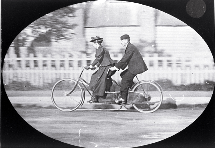 Mr & Mrs Preece on a tandem, trip to Dunedin 