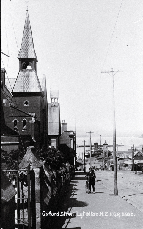 Looking down to the wharf from Oxford Street, Lyttelton 