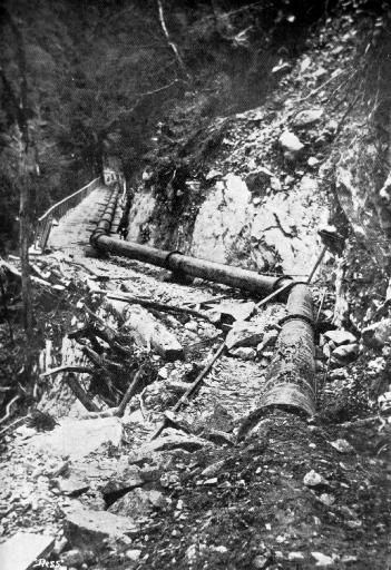 Pipes which convey water down Holt’s Creek.